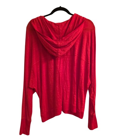 Eileen Fisher Firefly Orange 100% Linen Jersey Hoodie Lightweight Cardigan Sweat - Picture 3 of 7